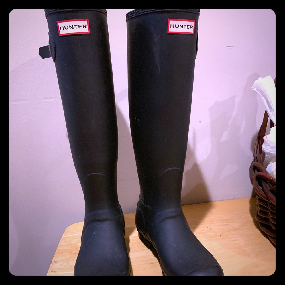 Matte Black Hunter  Wellington Tall rain  boots